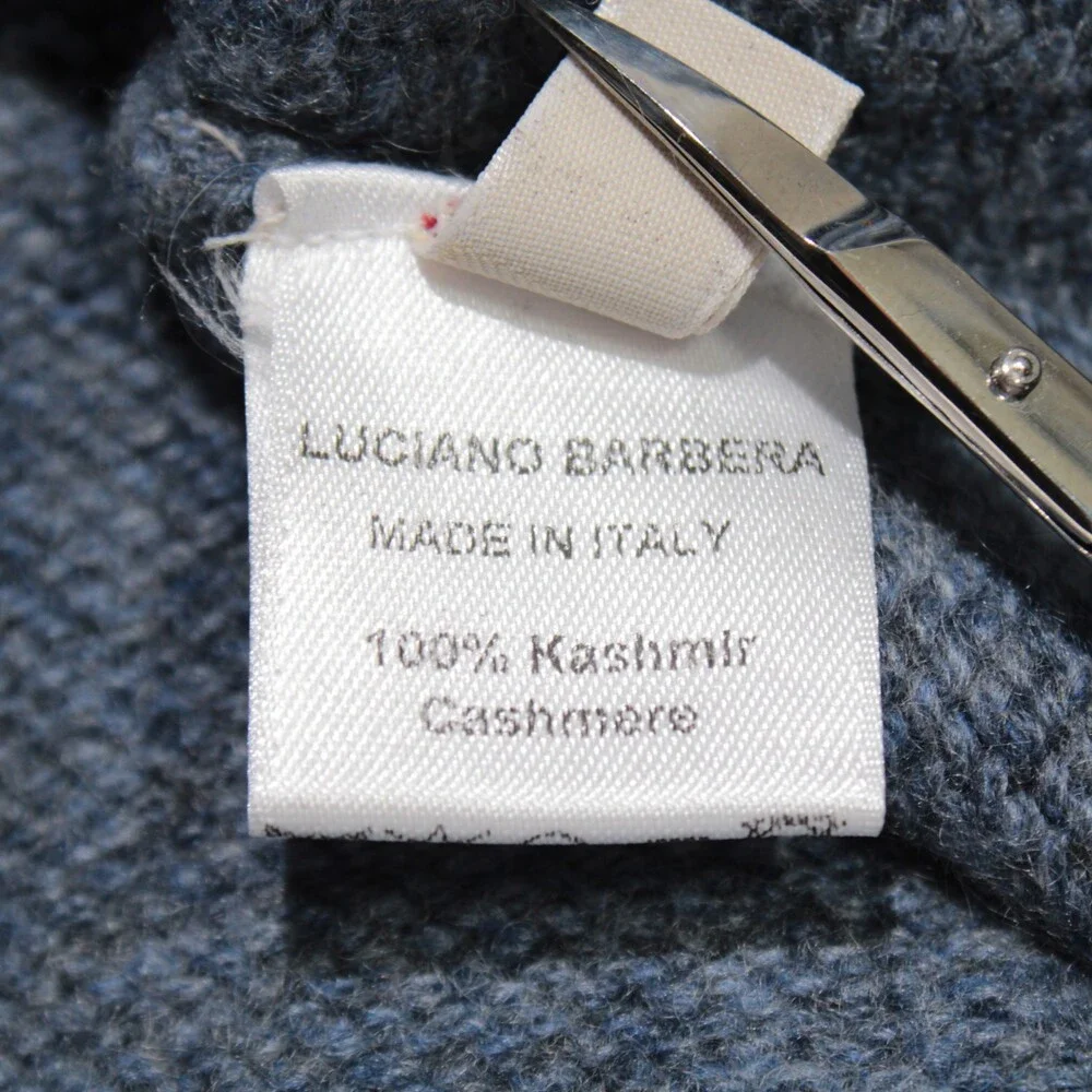 Luciano Barbera NWT Collared Knit Sweater Size 52 (US L) in Blue 100% Cashmere